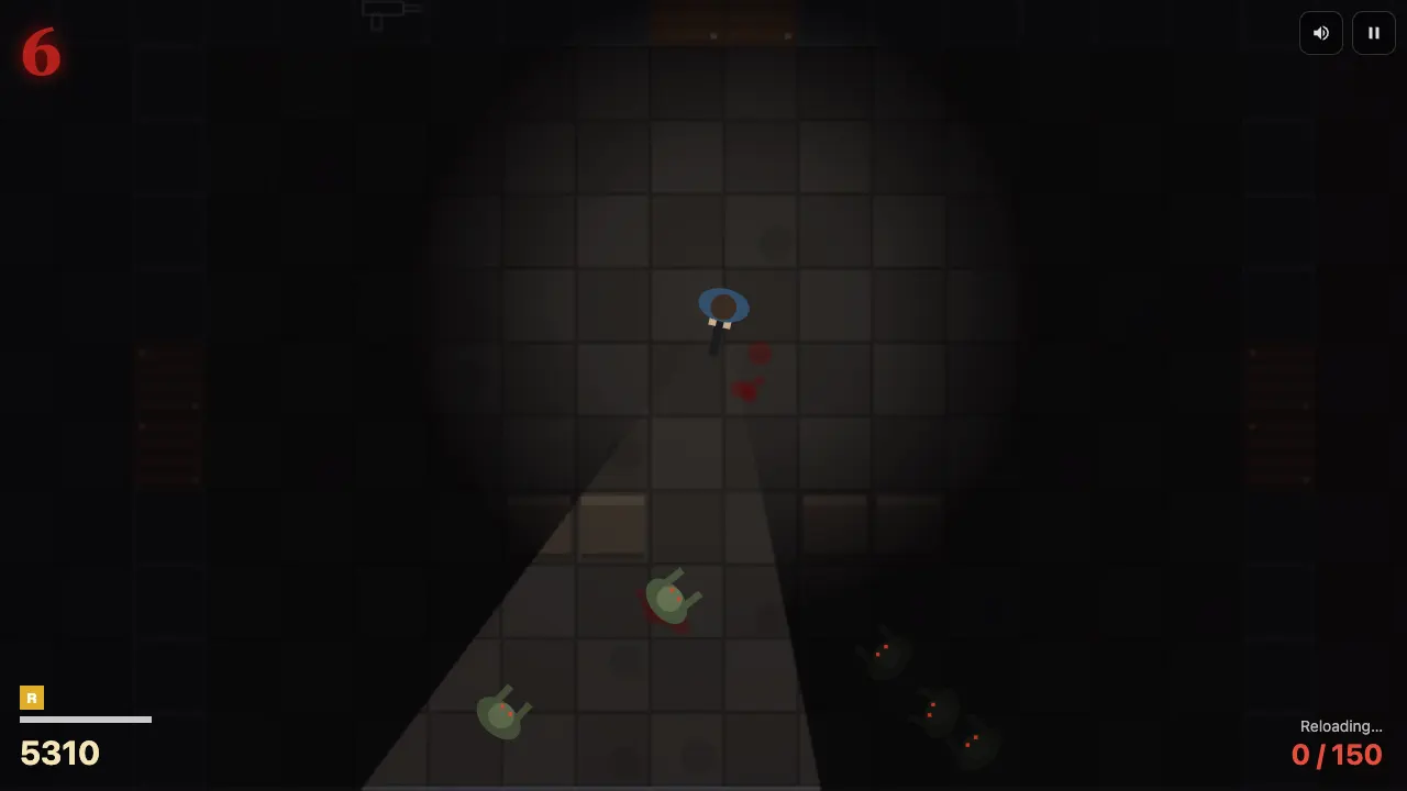 Undead Rounds gameplay: fighting zombies in the Lobby with a flashlight on round 6